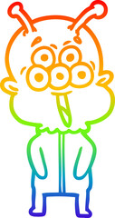 rainbow gradient line drawing happy cartoon alien