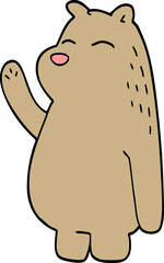 cartoon doodle bear waving