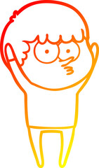 warm gradient line drawing cartoon curious boy