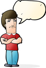 Obraz premium cartoon annoyed man with folded arms with speech bubble