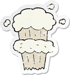retro distressed sticker of a cartoon smoke explosion