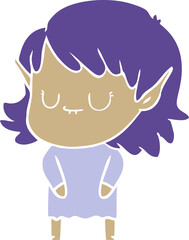 happy flat color style cartoon elf girl