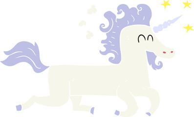 flat color illustration of a cartoon unicorn