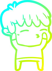 Obraz premium cold gradient line drawing cartoon curious boy