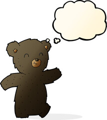 cute cartoon black bear with thought bubble