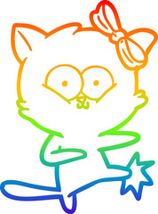 Obraz premium rainbow gradient line drawing cartoon cat