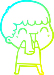 cold gradient line drawing cartoon happy man