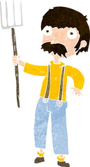 cartoon farmer with pitchfork