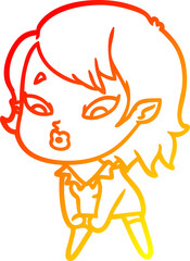 warm gradient line drawing cute cartoon vampire girl