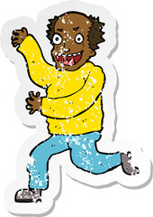 retro distressed sticker of a cartoon evil old man