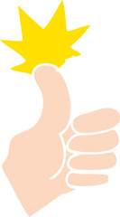 flat color illustration of a cartoon thumbs up