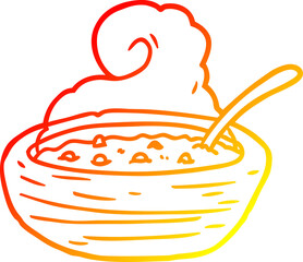 warm gradient line drawing hot bowl of broth