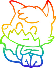 rainbow gradient line drawing cartoon friendly fox