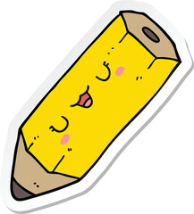 sticker of a cute cartoon pencil