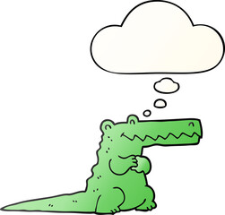 cartoon crocodile and thought bubble in smooth gradient style