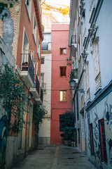 Fototapeta na wymiar Narrow and picturesque streets of Valencia, Spain town.