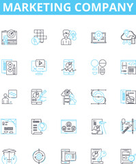 Marketing company vector line icons set. Marketing, Company, Advertising, Branding, Strategy, Campaigns, Consultancy illustration outline concept symbols and signs