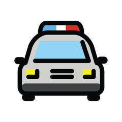 Police Car vector flat icon design. İsolated police car, with emergency light on the top sign design.