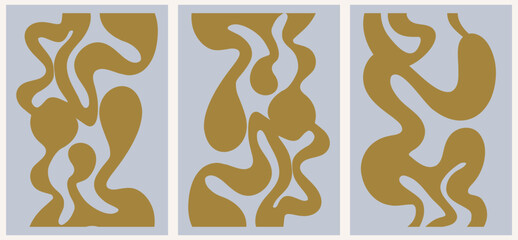 Abstract groovy floral poster Y2K. Modern trendy minimalist style. Hand drawn for wallpaper, wall decor, fabric, postcard, cover, template, banner.