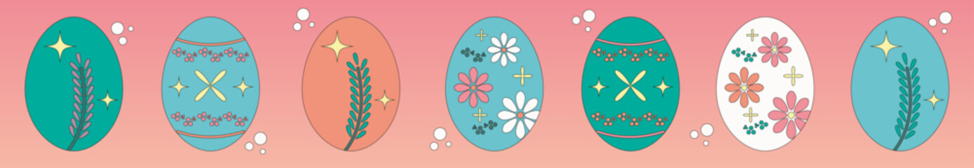 COLORFUL EASTER EGGS BANNER WITH FLOWERS APRIL