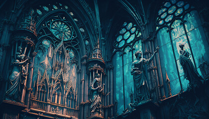 ancient statue sculpture architecture in the church of the holy sepulchre