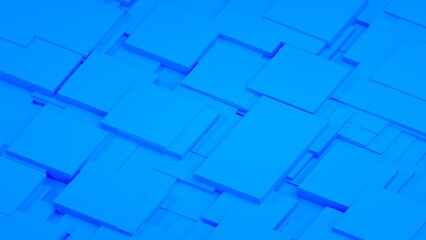 Abstract 3D geometric blue rectangles background. 3D render
