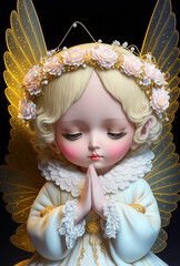 Fototapeta premium little angel girl praying, Generative AI