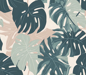 Tropical Monstera Pattern Generative AI