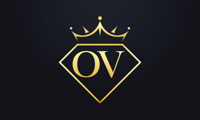 Diamond crown vector. Luxury queen logo for jewelry vector with letters	