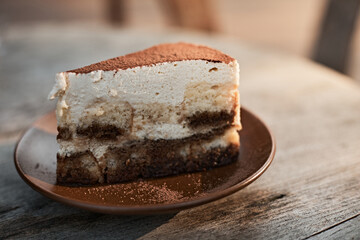 Tiramisu on the plate