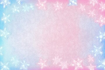 Baby Blue Pink Background Silhouettes Snowflakes Postcard. Generative AI