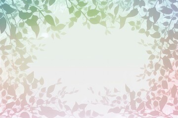 Fototapeta na wymiar Pale Green Light Pink Background Silhouettes Leafy Branches Postcard. Generative AI