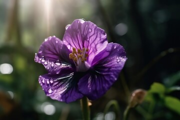 fresh flower with water droplet, morning dew, generative ai