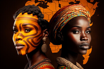 Black history month or woman's day celebration, Africa day concept  Ethnic black woman