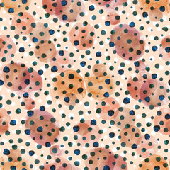 Seamless pattern with irregular circles in beige and gray shades for textile