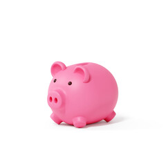 3d render of piggy bank isolated side view Transparent Background