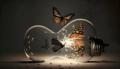 "The Butterfly Effect of Ideas"  as living entities that have the power to change the world using generative artificial