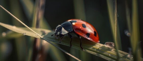 A close-up view of a ladybug. Generative AI