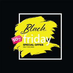 black Friday sale banner with white brush stroke abstract