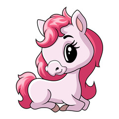 Beautiful baby unicorn cartoon Sitting
