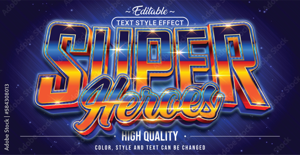 Fototapete editable text style effect - super heroes text style theme.
