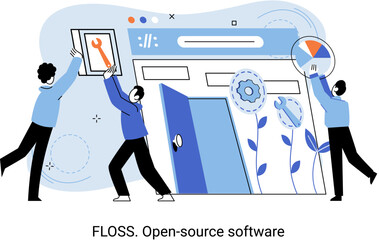 FLOSS. Open source software. Free product anyone can freely redistribute, modify and completely remake, can be improved, modernized thanks to inventions of users. Tiny programming language persons