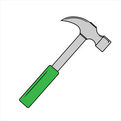 Flat simple illustration of simple hammer for web and app