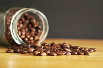 coffee beans in a glass jar