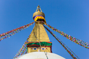 Gods eyes at the Boudhanath stupa in Kathmandu, Nepal