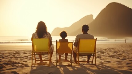 Fototapeta na wymiar Sun, Sand, and Family Love: Your Dream Beach Vacation, GENERATIVE AI