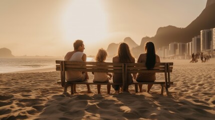 Fototapeta na wymiar Create Lifelong Memories with Happy Family Love and Beach Adventures, GENERATIVE AI