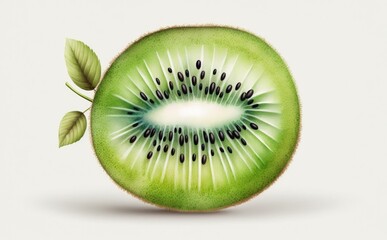 Naklejka na ściany i meble A drawn kiwi on white background watercolor tropical fruit organic food illustrations Generative AI
