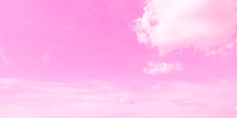 Pink sky background with white clouds. Reddish sky and pink with clouds