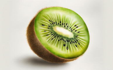 Fototapeta na wymiar A drawn kiwi on white background watercolor tropical fruit organic food illustrations Generative AI